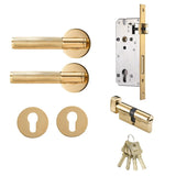 Doo room Brass Door Lever Set Knurled Privacy Passage Dummy Thumb turn Lock