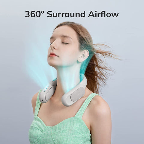 Portable Neck Fan Rechargeable 4 Speeds Bladeless FANS with Metal Neck Brace
