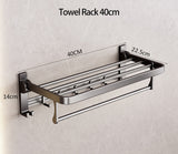 Bathroom Towel Holder Fold Movable Hook Hanger Wall Clothes Rack Grey Aluminum