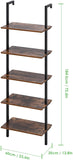 Homfa 5 Tier Ladder Shelf, 72.6’’ Height Wall-Mounted Bookshelf Industrial Display Storage