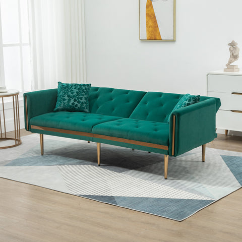 Accent Sofa Mid Century Modern Velvet Fabric Couch Convertible Futon Sofa Bed