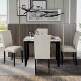 5-Piece Dining Table Set, Marble Veneer Top Kitchen Table Set with 4 Thicken