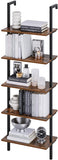 Homfa 5 Tier Ladder Shelf, 72.6’’ Height Wall-Mounted Bookshelf Industrial Display Storage