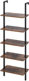 Homfa 5 Tier Ladder Shelf, 72.6’’ Height Wall-Mounted Bookshelf Industrial Display Storage