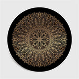 Retro Black And Gold Flowers Round Carpet Lotus Chair Floor Mat Soft Carpets