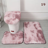 3PCS Flannel Anti Slip Shower Carpets Sets Bathroom Bathmat Set Toilet Rugs