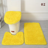 3PCS Flannel Anti Slip Shower Carpets Sets Bathroom Bathmat Set Toilet Rugs