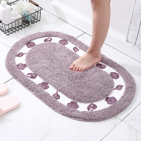 Oval Shape Bathroom Carpet Microfiber Bathtub Side Floor Non-Slip