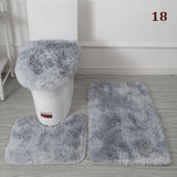 3PCS Flannel Anti Slip Shower Carpets Sets Bathroom Bathmat Set Toilet Rugs