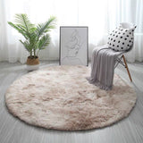 RULDGEE Pink Shaggy tie-dye Round Carpet Colorful Fluffy Alfombra