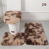 3PCS Flannel Anti Slip Shower Carpets Sets Bathroom Bathmat Set Toilet Rugs