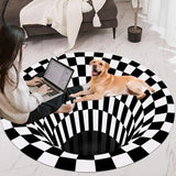 3D Vortex Illusion Back Carpet Nordic Modern Black Hole Round Area Rugs