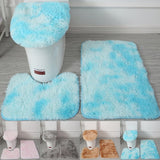 3PCS Flannel Anti Slip Shower Carpets Sets Bathroom Bathmat Set Toilet Rugs