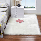 Luxury Rectangle Artificial Wool Sheepskin Soft Fluffy Area Rug White