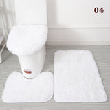 3PCS Flannel Anti Slip Shower Carpets Sets Bathroom Bathmat Set Toilet Rugs