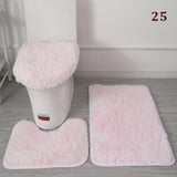 3PCS Flannel Anti Slip Shower Carpets Sets Bathroom Bathmat Set Toilet Rugs