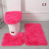 3PCS Flannel Anti Slip Shower Carpets Sets Bathroom Bathmat Set Toilet Rugs