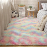 Fluffy Tie Dye Carpets For Bedroom Decor Modern Home Floor Mat Large Washable Nordica