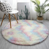 RULDGEE Pink Shaggy tie-dye Round Carpet Colorful Fluffy Alfombra