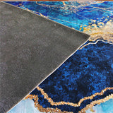 Blue Gilt Marble Rugs Living Room Luxury Room Decor Bedroom Carpet