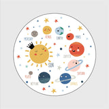 Cartoon Space Planet Pattern Round Carpet Rugs for Children Rooms