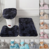 3PCS Flannel Anti Slip Shower Carpets Sets Bathroom Bathmat Set Toilet Rugs