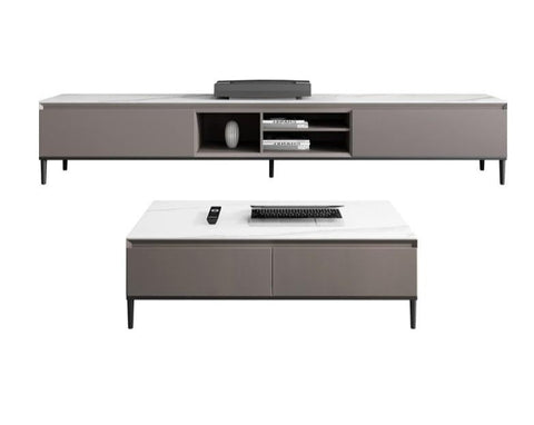 Modern minimalist slate TV cabinet coffee table combination home living room