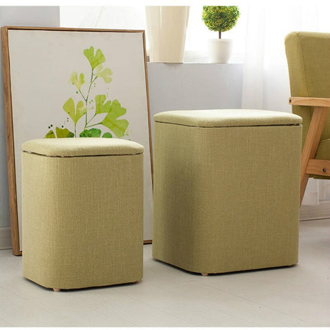 Ottoman Multifunctional Change Shoes Soild Wood Storage Pouf Stools Lovely PU Cotton