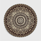 Retro Black And Gold Flowers Round Carpet Lotus Chair Floor Mat Soft Carpets