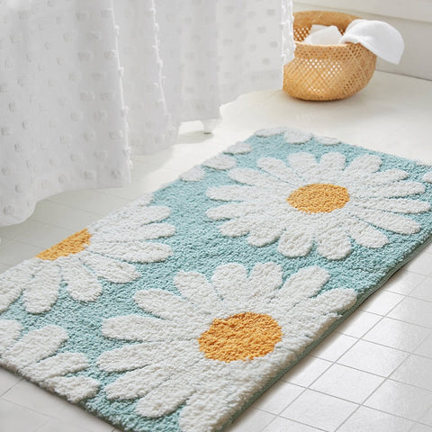 Mat Nordic Fluffy Carpet Area Rug Bathroom Floor Floral Absorbent