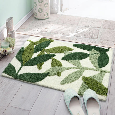 3D Plant Design Flocking Bathroom Mat 1pcs Absorbent Floor Carpet Doormat