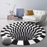 3D Vortex Illusion Back Carpet Nordic Modern Black Hole Round Area Rugs