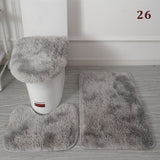 3PCS Flannel Anti Slip Shower Carpets Sets Bathroom Bathmat Set Toilet Rugs