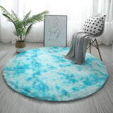 RULDGEE Pink Shaggy tie-dye Round Carpet Colorful Fluffy Alfombra