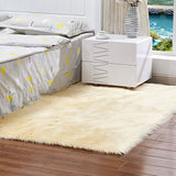 Luxury Rectangle Artificial Wool Sheepskin Soft Fluffy Area Rug White