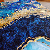 Blue Gilt Marble Rugs Living Room Luxury Room Decor Bedroom Carpet