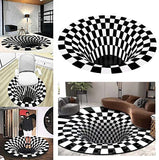 3D Vortex Illusion Back Carpet Nordic Modern Black Hole Round Area Rugs