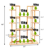 9Tier Bamboo 17Potted Plant Stand Rack Multiple Flowerpot Holder Shelf Indoor Outdoor