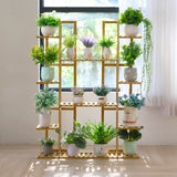 9Tier Bamboo 17Potted Plant Stand Rack Multiple Flowerpot Holder Shelf Indoor Outdoor