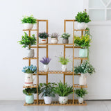 9Tier Bamboo 17Potted Plant Stand Rack Multiple Flowerpot Holder Shelf Indoor Outdoor