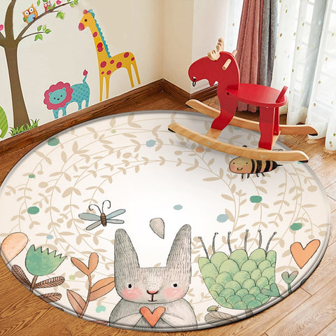 Baby Play Mat Round Children Carpet Simplicity Animal Bunny Bee Pattern