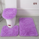 3PCS Flannel Anti Slip Shower Carpets Sets Bathroom Bathmat Set Toilet Rugs