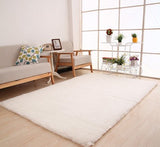 Living Room Rug Area Solid Carpet Fluffy Soft Home Decor White Plush