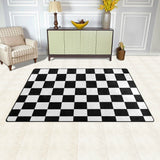 Non-slip Area Rugs Pad Cover Black White Checkered Pattern Floor Mat