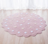 Round Rug Nordic Dots Mats Cotton Floor Mat Soft Rugs Baby Girl Play