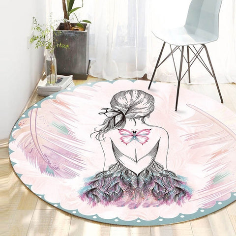 Modern home decorative round carpet fashion cartoon pictures printed anti-slip