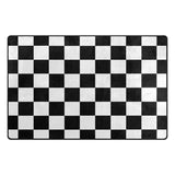 Non-slip Area Rugs Pad Cover Black White Checkered Pattern Floor Mat