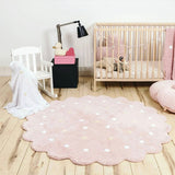 Round Rug Nordic Dots Mats Cotton Floor Mat Soft Rugs Baby Girl Play