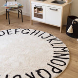Letters Rug Round Cotton Mat Soft Pink Rugs Baby Pet Game Play Area