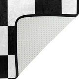 Non-slip Area Rugs Pad Cover Black White Checkered Pattern Floor Mat